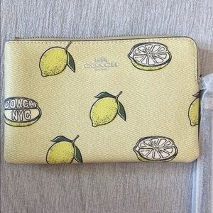 Coach Yellow Lemon Pattern Wristlet